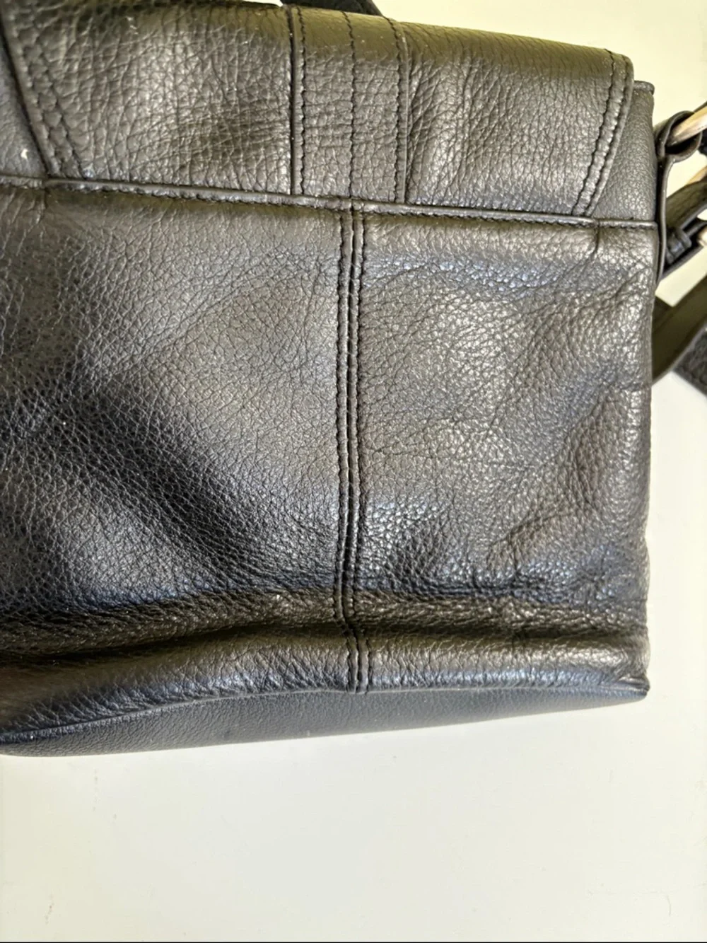 Coldwater Creek Small Black Textured Leather Crossbody Bag Silver Hardware